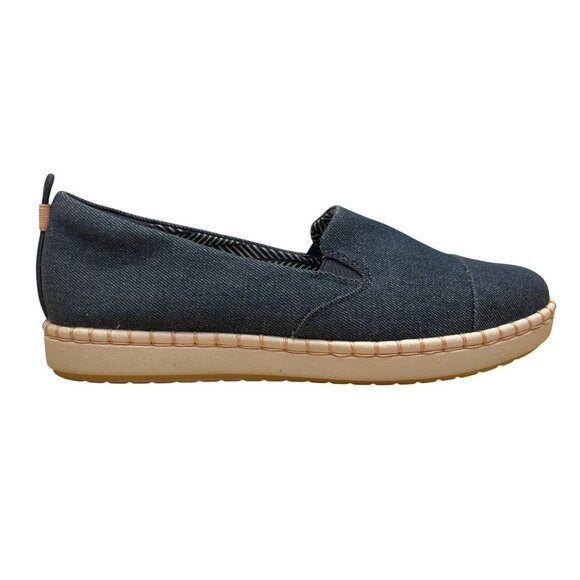 Cloudsteppers By Clarks Women’s Navy Blue Memory Foam Slip-On Loafers Size 8W - Picture 1 of 8